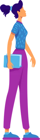 Female Mentee With Book Semi Flat Color Vector Character Standing Figure Education Program Full Body Person On White Simple Cartoon Style Illustration For Web Graphic Design And Animation Illustration