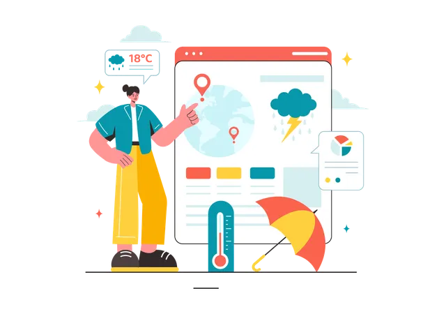 Female meteorologist presenting weather data  Illustration