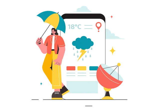 Female meteorologist presenting weather data  Illustration