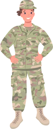 Female Military Officer Semi Flat Color Vector Character Posing Figure Full Body Person On White Gender Equality In Workplace Simple Cartoon Style Illustration For Web Graphic Design And Animation Illustration