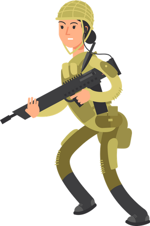 Female Military Soldier with riffle  Illustration