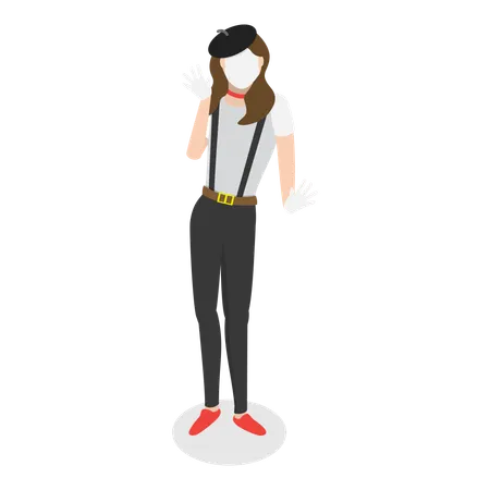 Female mime actor  Illustration