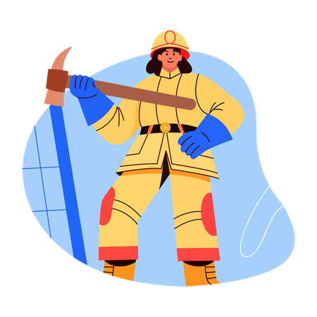 Female mine worker with pickaxe  Illustration