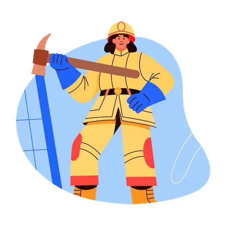 Female mine worker with pickaxe  Illustration