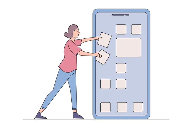 Female mobile app developer Illustration