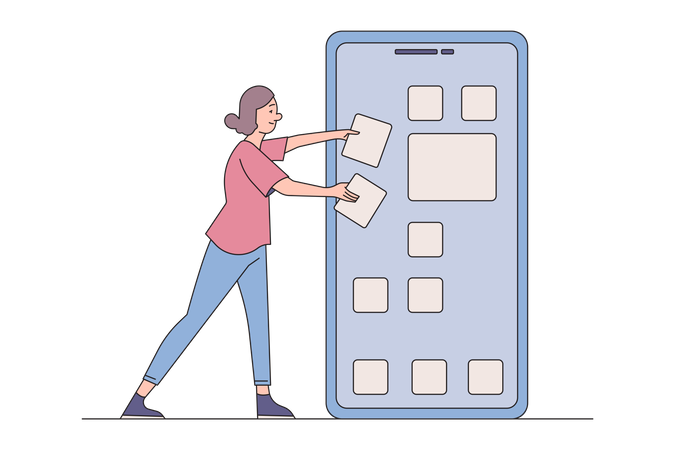 Female mobile app developer  Illustration