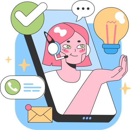 Female mobile chat assistant  Illustration