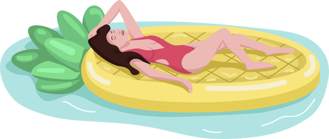 Female model sunbathing Illustration