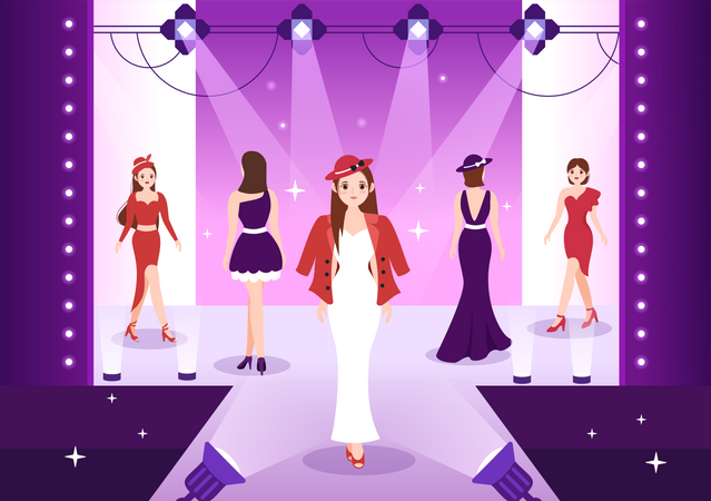 Female model walking on the ramp  Illustration