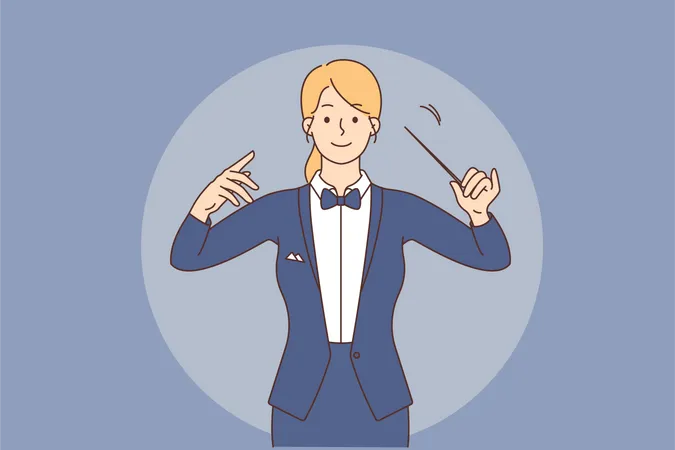 Female music Orchestra Conductor Illustration