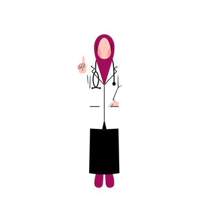 Female Muslim doctor raising finger  Illustration