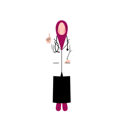 Female Muslim doctor raising finger  Illustration