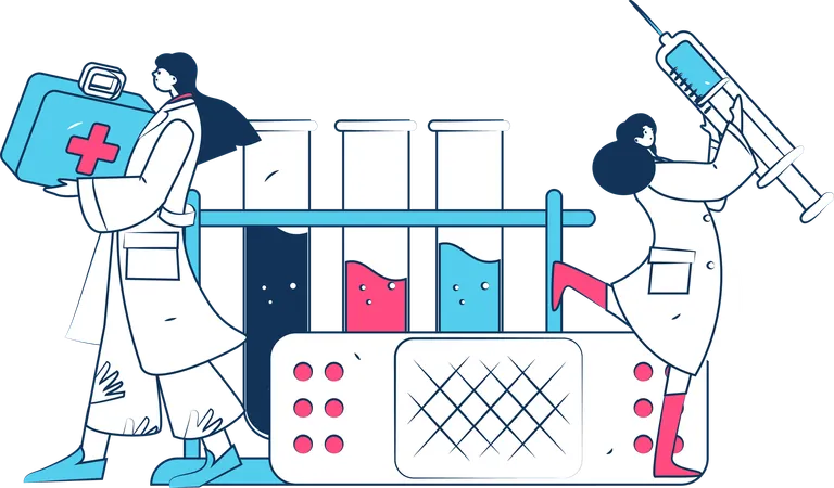 Female nurse doing blood testing  Illustration