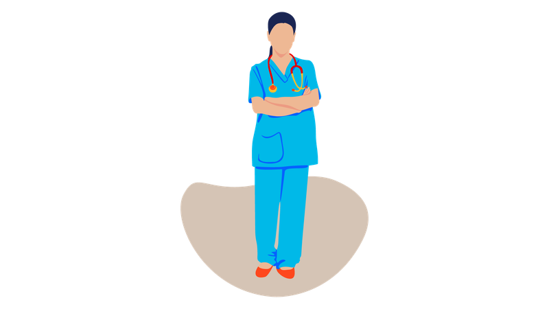 Female nurse giving standing pose  Illustration