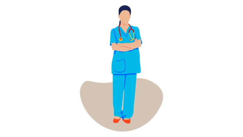 Female nurse giving standing pose  Illustration