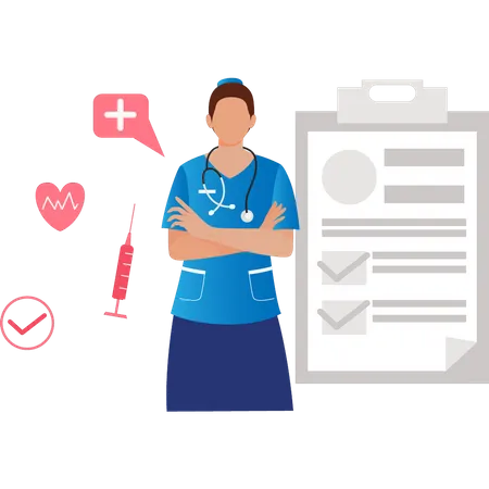 The Nurse Has A Medical Report Illustration