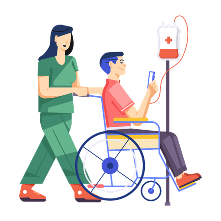 Female Nurse Helping Patient  Illustration