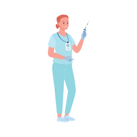 Female Nurse holding injection  Illustration