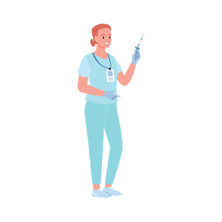 Female Nurse holding injection  Illustration