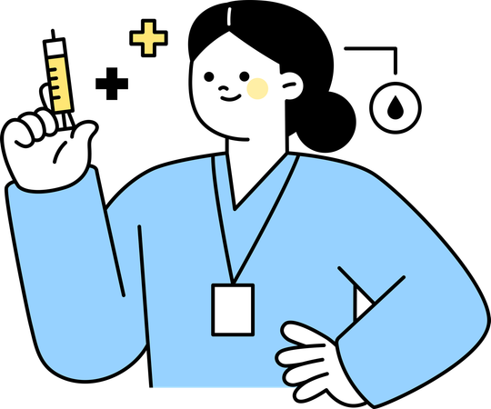 Female nurse holding injection  Illustration