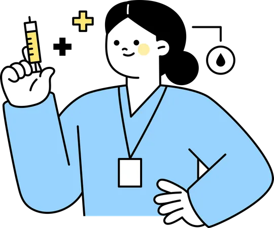 Female nurse holding injection  Illustration