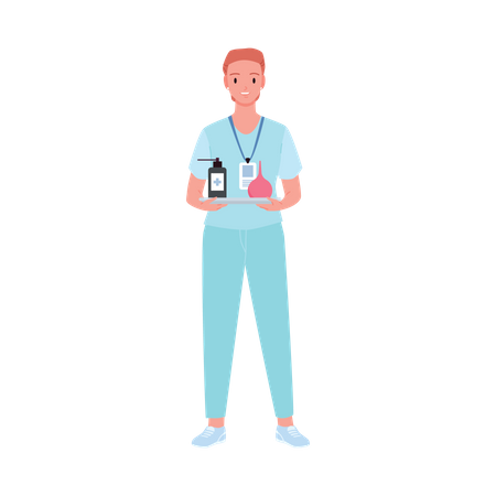 Female Nurse holding medical tray  Illustration
