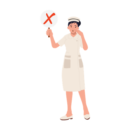 Female nurse holding No signboard  Illustration