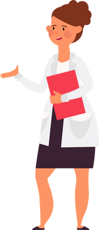 Female nurse holding patient report Illustration