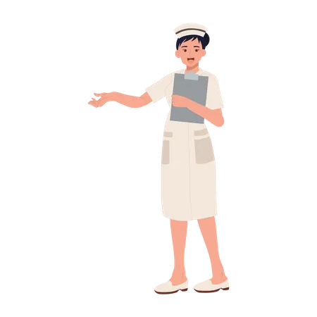 Female nurse holding report and explaining something  Illustration