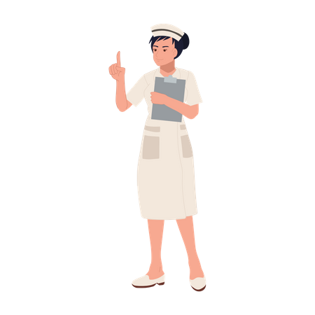 Female nurse holding report and giving information  Illustration