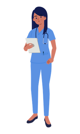 Female Nurse holding Report  Illustration