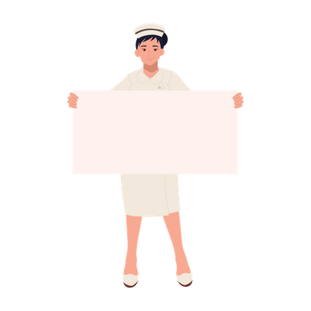 Female nurse holding sign Illustration