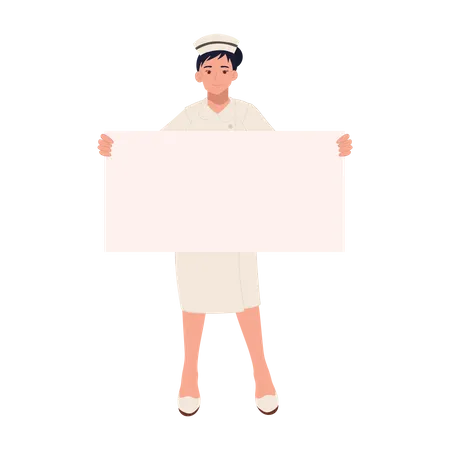 Female nurse holding sign Illustration