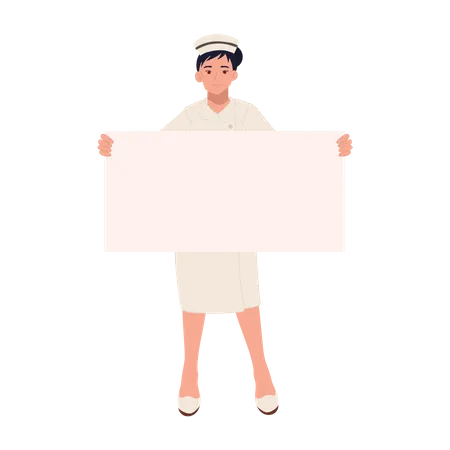 Female nurse holding sign  Illustration