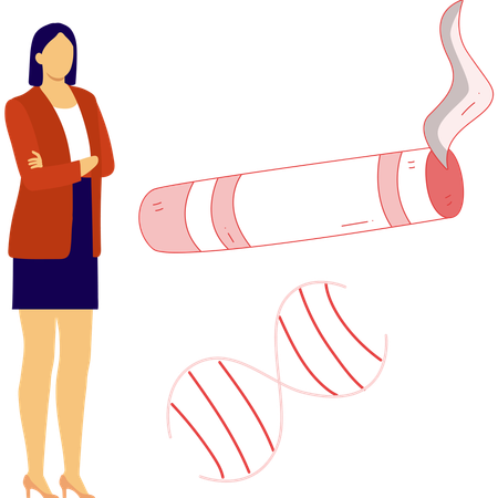 Female nurse looking  cigarette  Illustration
