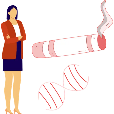 Female nurse looking  cigarette  Illustration