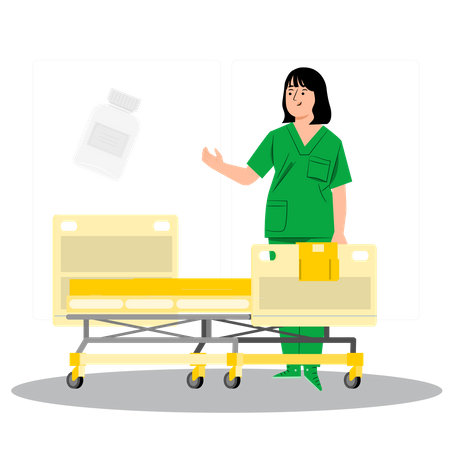 Female nurse providing proper medications Illustration