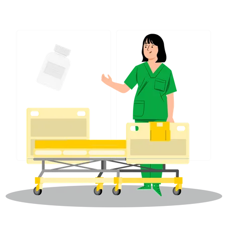 Female nurse providing proper medications Illustration