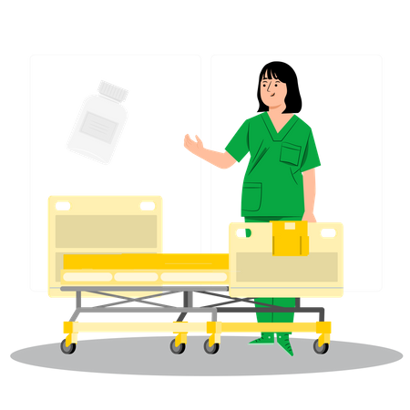 Female nurse providing proper medications  Illustration