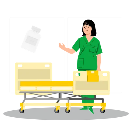 Female nurse providing proper medications  Illustration