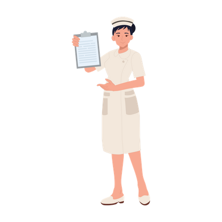 Female nurse showing report  Illustration