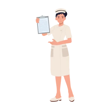 Female nurse showing report  Illustration