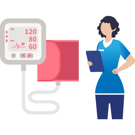 The Nurse Is Watching The Medical Monitor Illustration