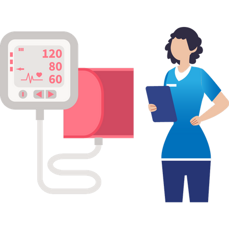 Female nurse watching medical monitor  Illustration