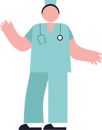 Female nurse waving hand  Illustration