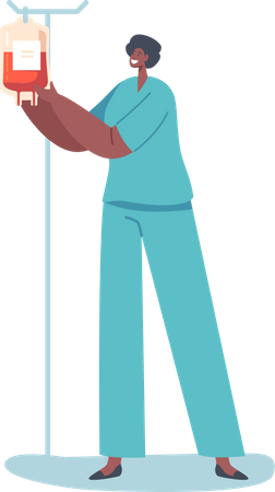 Female nurse with blood bag  Illustration