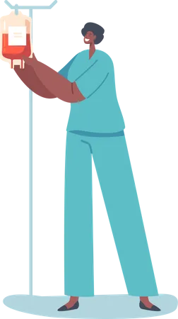 Female nurse with blood bag  Illustration