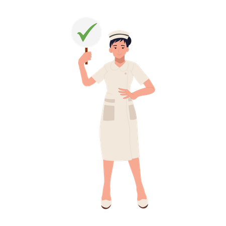 Female nurse with Check mark sign  Illustration