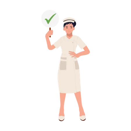 Female nurse with Check mark sign  Illustration