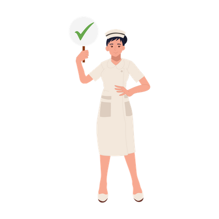 Female nurse with Check mark sign  Illustration